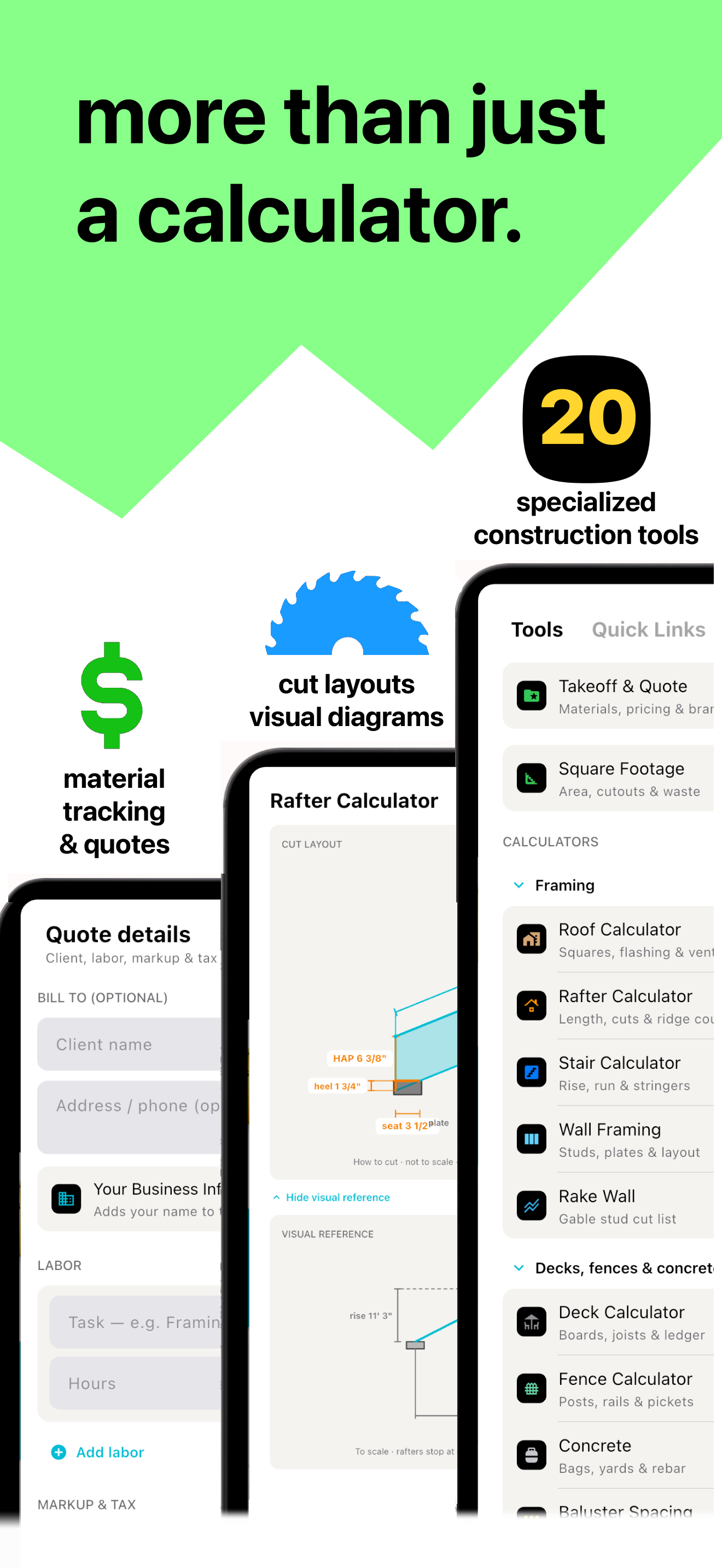 HammerCalc plan viewer, notes and specialized tools